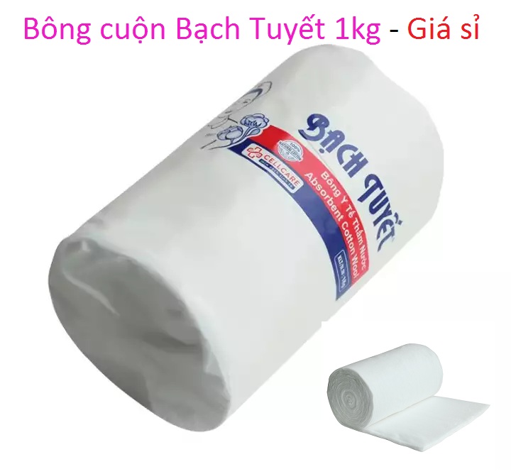 Một loại gòn 100% sợi cotton thiên nhiên mềm mại không gây kích ứng Gòn cuộn của Bạch Tuyết 1kg