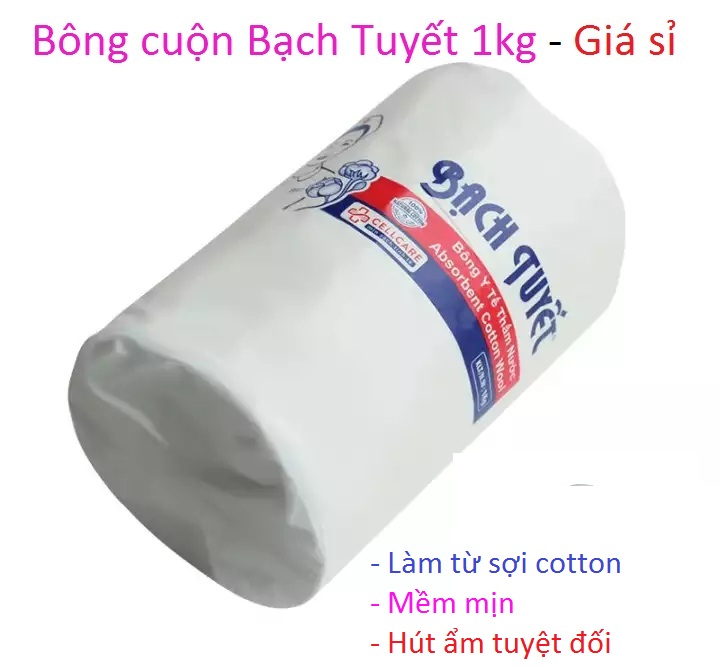 Bông gòn y tế dạng cuộn 1 kg hãng Bạch Tuyết bán tại Tp.HCM