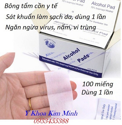 Bông tẩm cồn y tế dùng 1 lần sát trùng sát khuẩn tay nhanh - Y Khoa Kim Minh