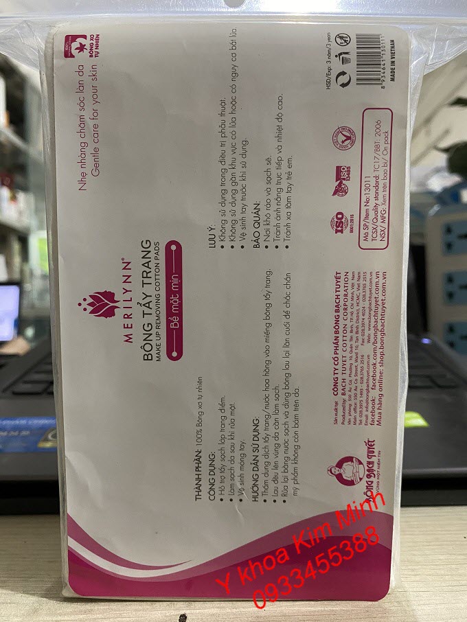Bông tẩy trang sử dụng làm sạch phấn trang điểm và làm sạch da - Y khoa Kim Minh