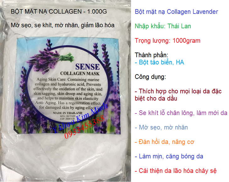 Bột mặt nạ collagen đắp mặt nạ dưỡng da chống nhăn mờ sẹo ngăn lão hóa nhập khẩu Thái Lan - Y khoa Kim Mnh 0933455388