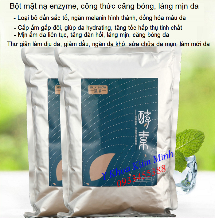 Bột đắp mặt nạ enzyme trọng lượng 1000 g - Y khoa Kim Minh Nơi bán bột enzyme đắp mặt nạ trắng mịn căng bóng da trọng lượng 1kg - Y Khoa Kim Minh