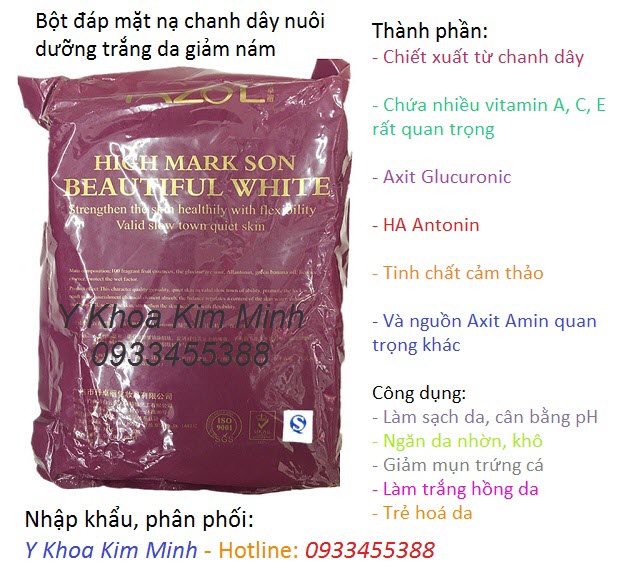 Bột đắp mặt nạ chanh dây làm sáng trắng mịn da, trị nám - Y Khoa Kim Minh 0933455388