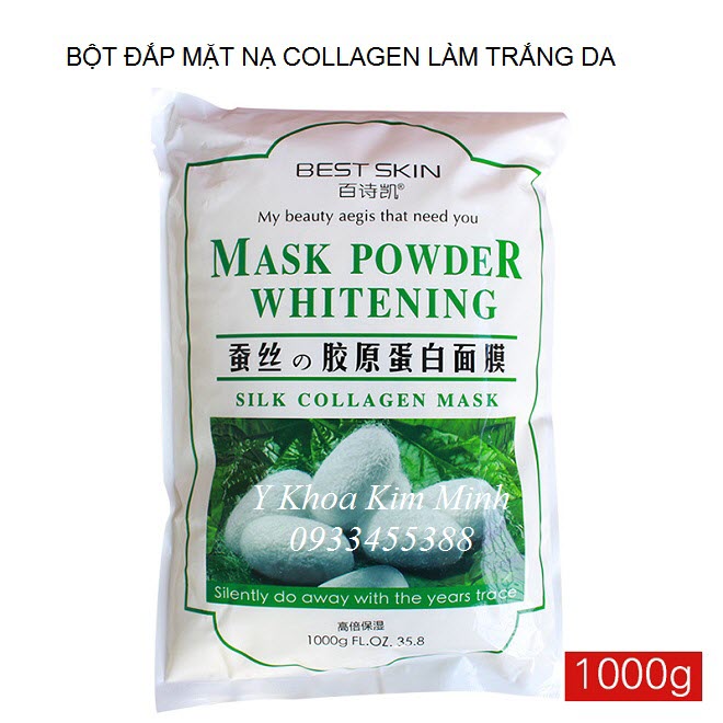 Bột dắp mạ làm trắng da, bột collagen tơ tằm nguyên chất 1000g - Y Khoa Kim Minh 0933455388