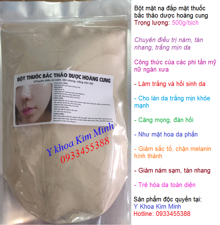 Bột đắp mặt nạ thuốc bắc thảo dược hoàng cung trắng mịn da tuyệt hảo - Y Khoa Kim Minh
