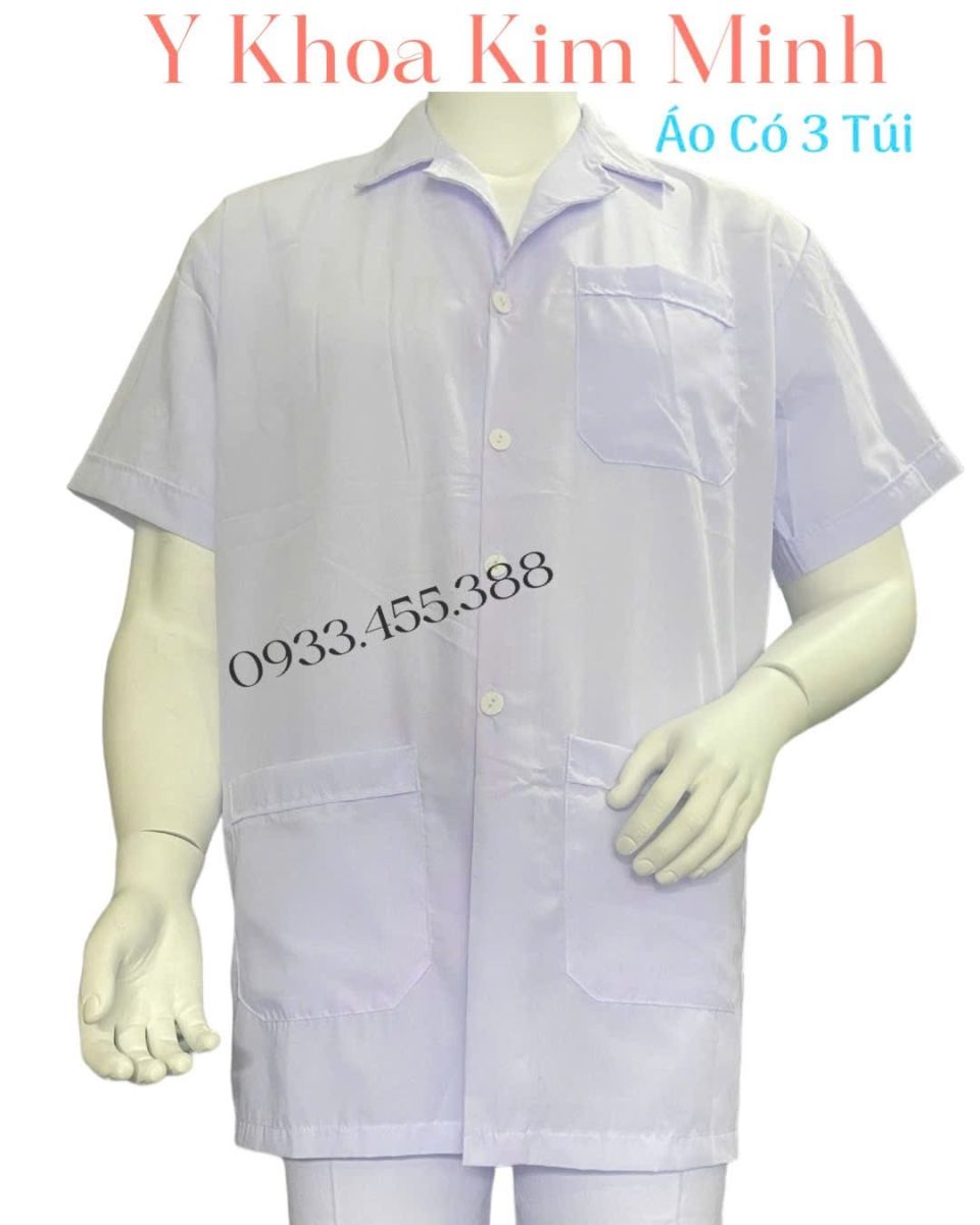 Áo điều dưỡng bệnh viện dùng cho nam, áo y tế vải slik dùng cho nhân viên điều dưỡng tại phòng khám