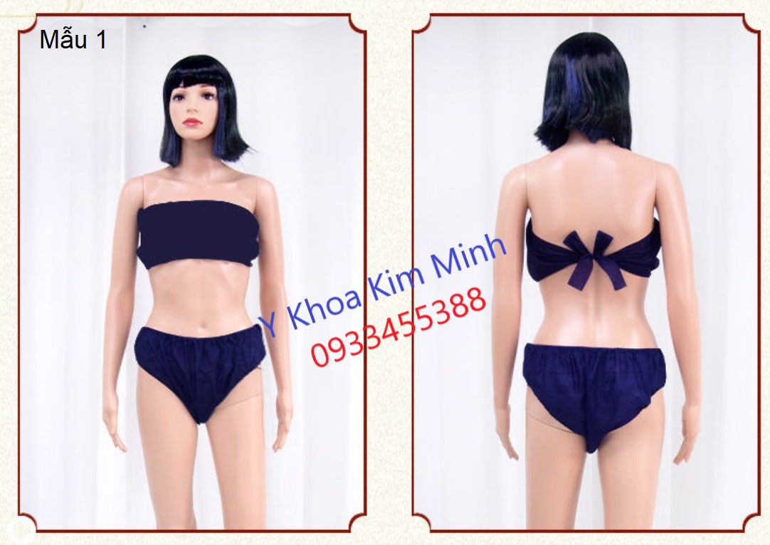 Áo lót giấy mẫu 1 màu xanh dương cột dây sau lưng