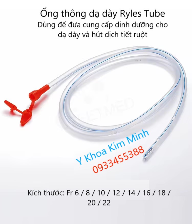 Công dụng của ống thông dạ dày Ryles Tube dùng để cung cấp dinh dưỡng cho người bệnh cho dạ dày thông qua đường mũi qua khoang vòm miệng xuống dạ dày, hoặc dùng để hút dịch tiết dạ dày