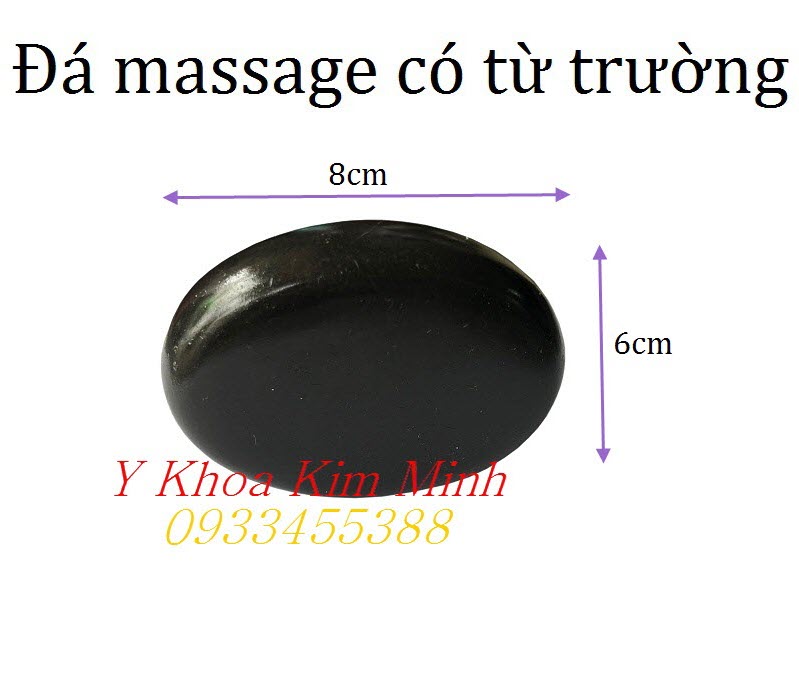 Kích thước thực tế của đá ovan chườm nóng body la 6cm x 8cm x 1.5cm
