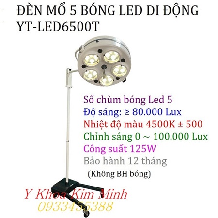 Đèn y tế 5 bóng di động dùng trong tiểu phẫu y tế