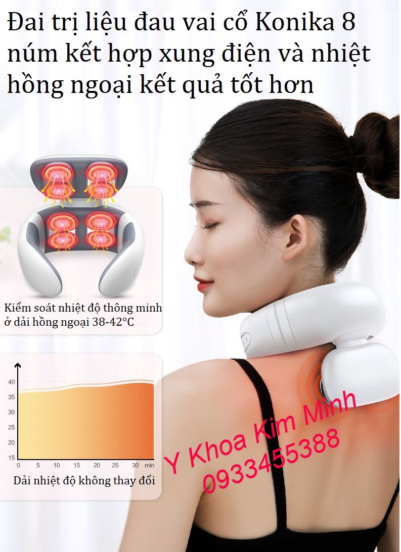 Đai trị liệu đau cổ vai gáy Konika 8 núm