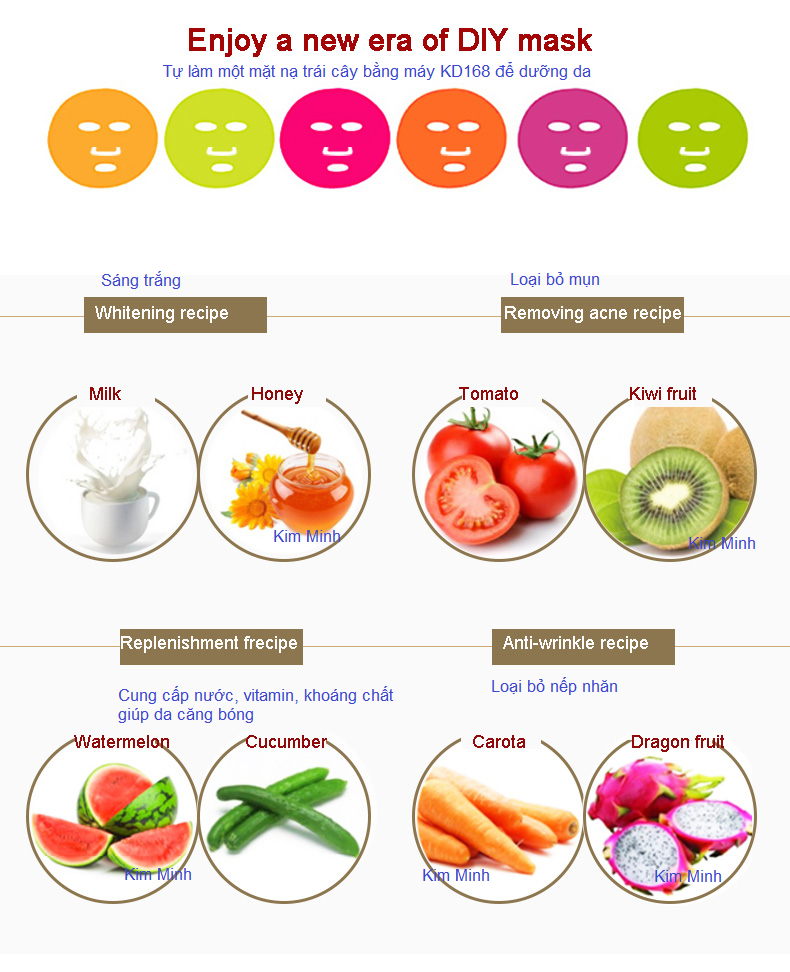 Cac loai trai cay rau cu qua cung cap khoang chat dinh duong vitamin cham soc da voi may KD168 Kim Minh