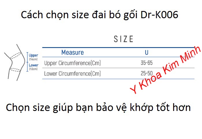 Cách chọn size đai bó khớp gối Hàn Quốc Dr Med Dr-K006