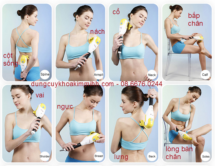 Vùng hoạt động của máy massage Squirrel Hàn quốc 5 đầu