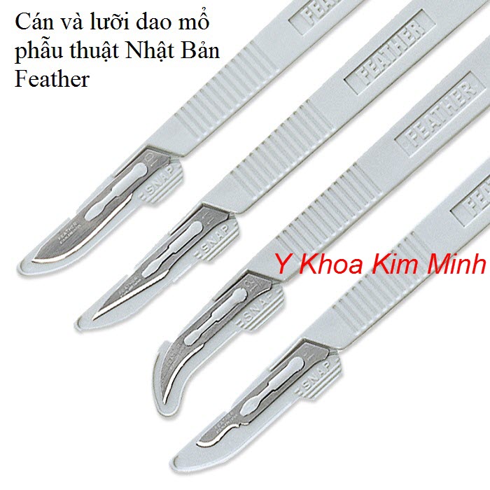 Bộ cán dao và dao mổ phẫu thuật y tế Feather của Nhật Bản - Y khoa Kim Minh