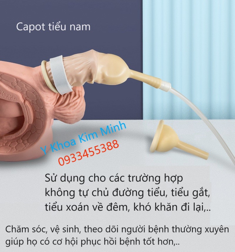 Capot tiểu nam là dụng cụ hỗ trợ đường tiểu cho bệnh nhân nằm liệt giường không tự chủ tiểu tiện