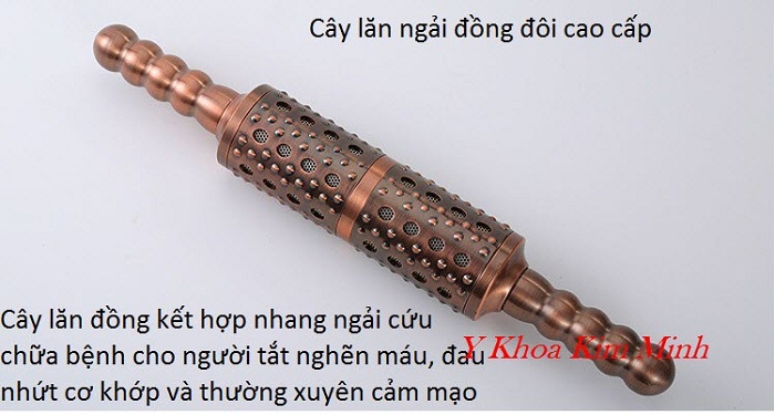 Hình ảnh thực tế cây lăn ngải cứu đồng đôi cao cấp - Y Khoa Kim Minh Cây lăn đồng kết hợp nhang ngải cứu chữa bệnh đau nhức cơ khớp và thần kinh - Y Khoa Kim Minh