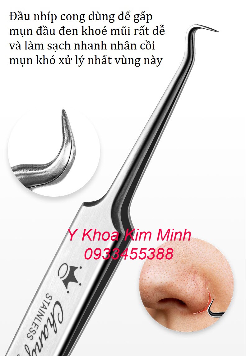 Cây nặn mụn của Nhật có nhíp gấp mụn đầu cong