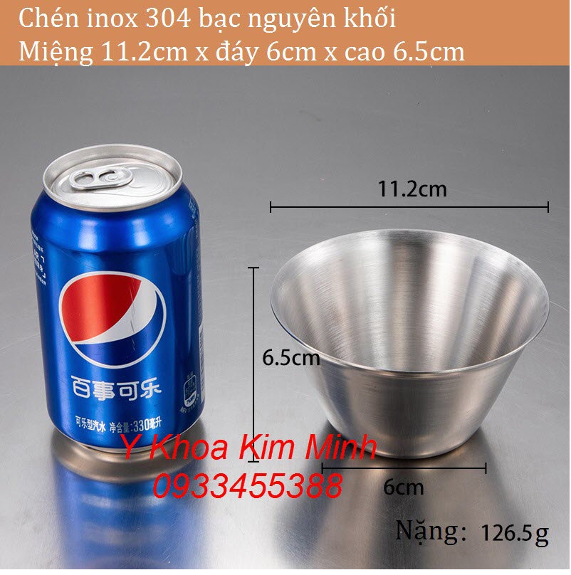 Chén inox 304 màu bạc 11.2cm x 6cm x 6.5cm