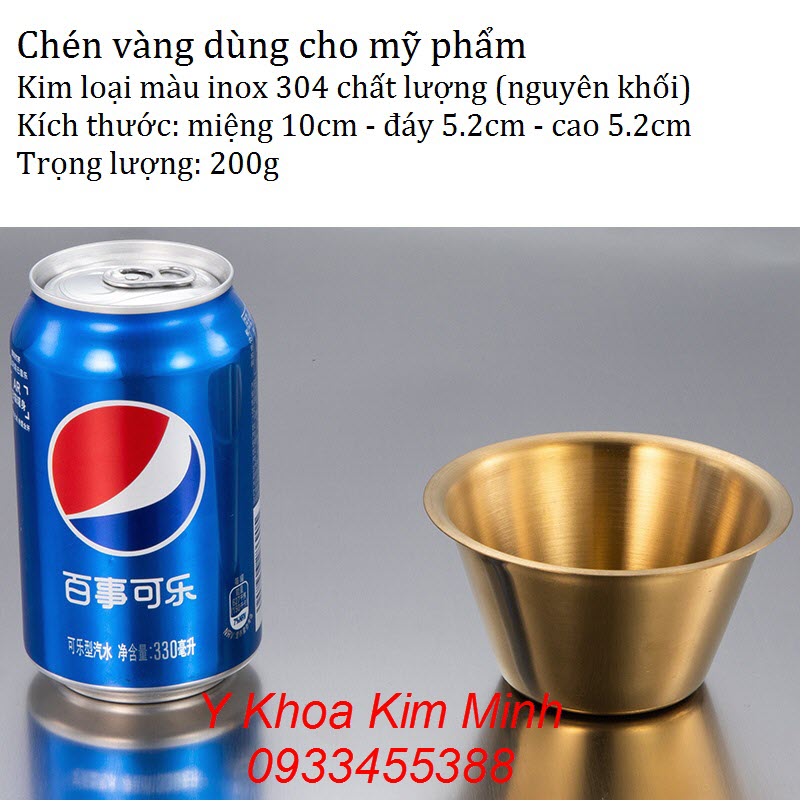 Chén vàng inox 304 rộng 10cm x cao 5.2cm