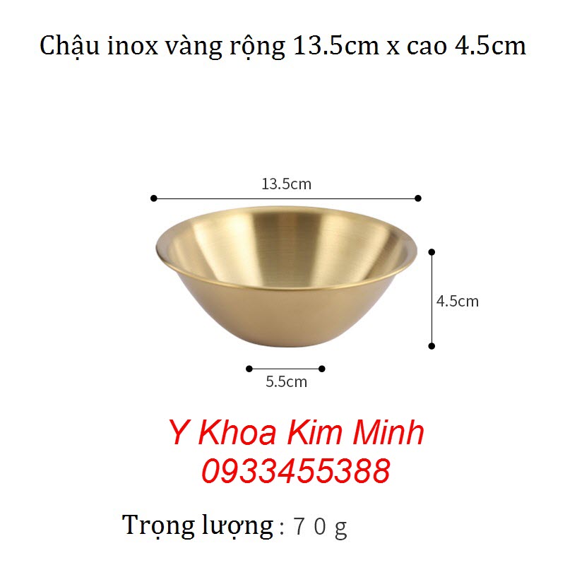Chậu inox vàng rộng 13.5cm x cao 4.5cm