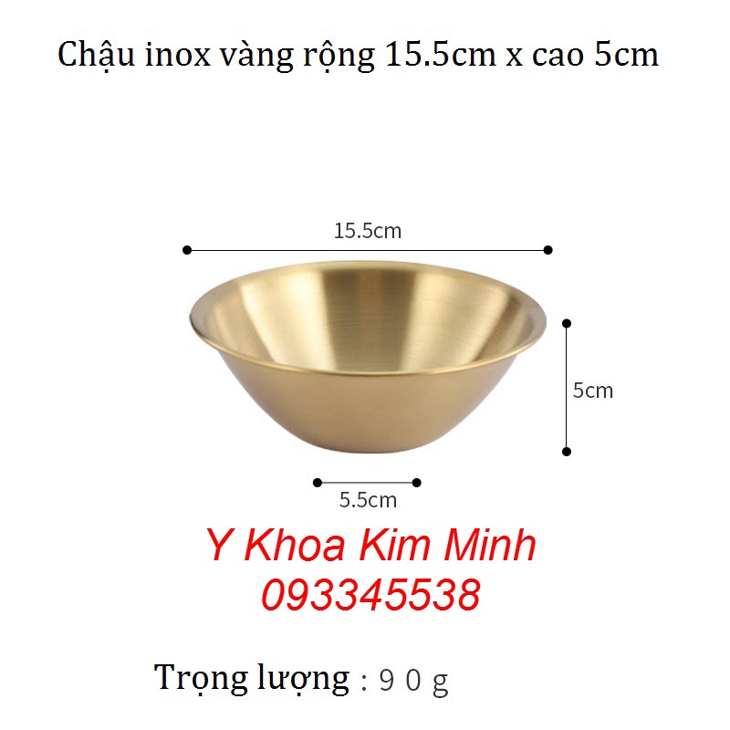 Chậu inox vàng rộng 15.5cm x cao 5cm
