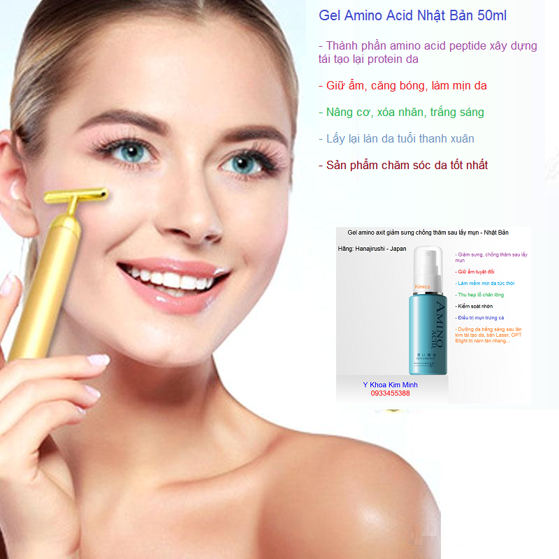 Chăm sóc da mặt với gel amino acid tre hoa trang sang min da nhanh tuc thi - Y khoa Kim Minh