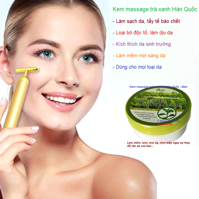 Dung may cham soc da mat voi kem massage tra xanh han quoc giai doc va lam sang da nhanh - Y khoa Kim Minh