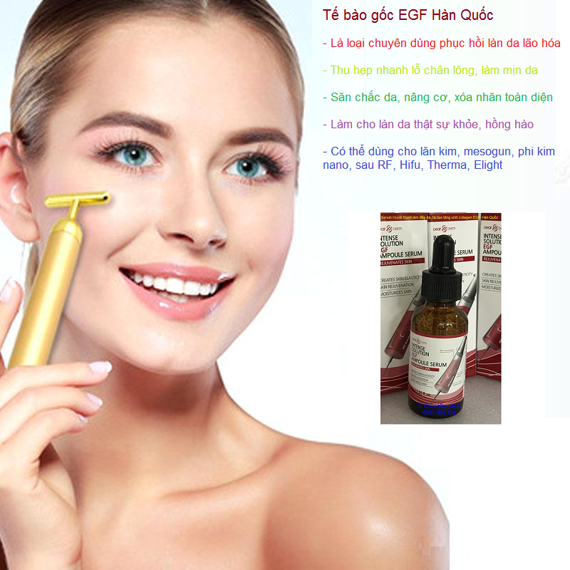 Dung máy massage rung 24K với tế bào gốc EGF Hàn Quốc - Y khoa Kim Minh