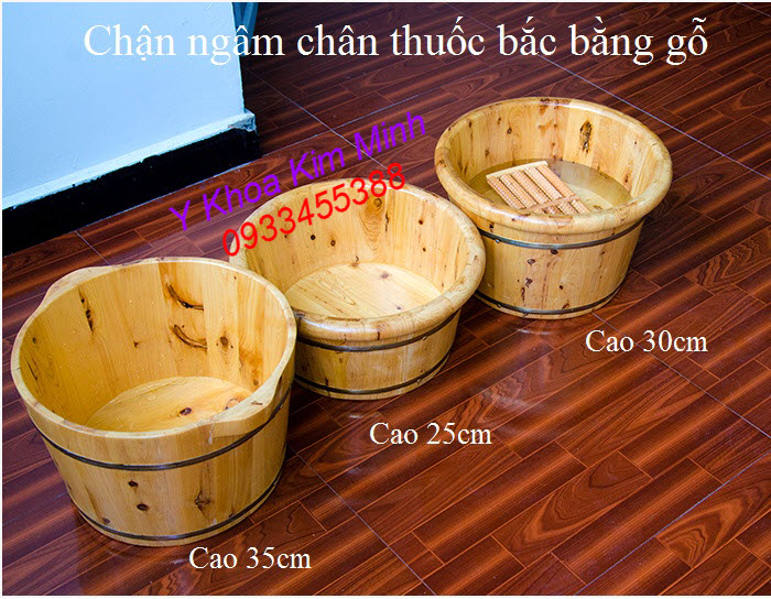 Chậu ngâm chân bằng gỗ thông kích thước chuẩn miệng rộng 41cm, đáy 31cm, cao 25cm - Y Khoa Kim Minh
