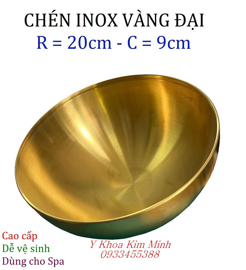 Chén inox vàng đại cỡ lớn đường kính 20cm cao 9cm