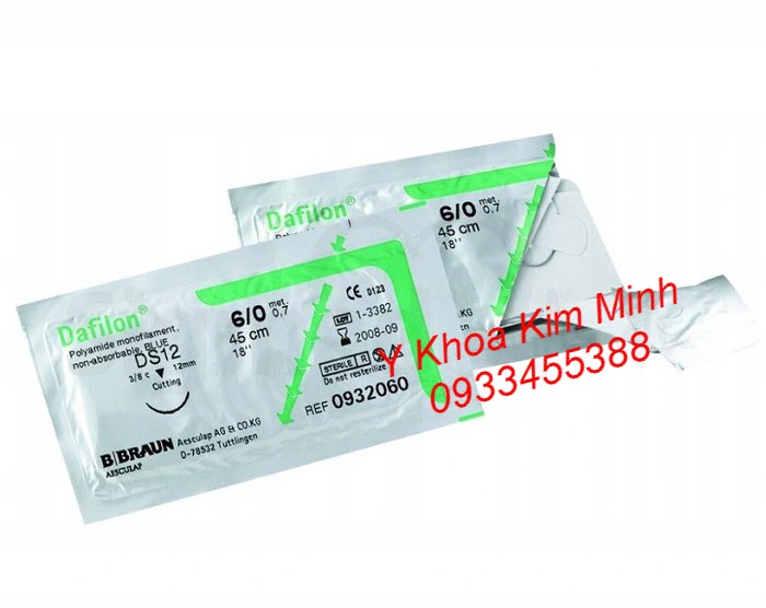 Chỉ khâu sau phẫu thuật cắt mí tạo mí mắt 2 mí, cắt mỡ mí mắt, chỉ nylon Dafilon 6-0 DS12