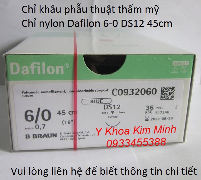 Chỉ khâu mí mắt, chỉ nylon Dafilon 6-0 DS12 C0932090 45 cm