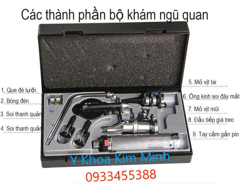 Chi tiết các thành phần bộ dụng cụ thăm khám ngũ quan y khoa