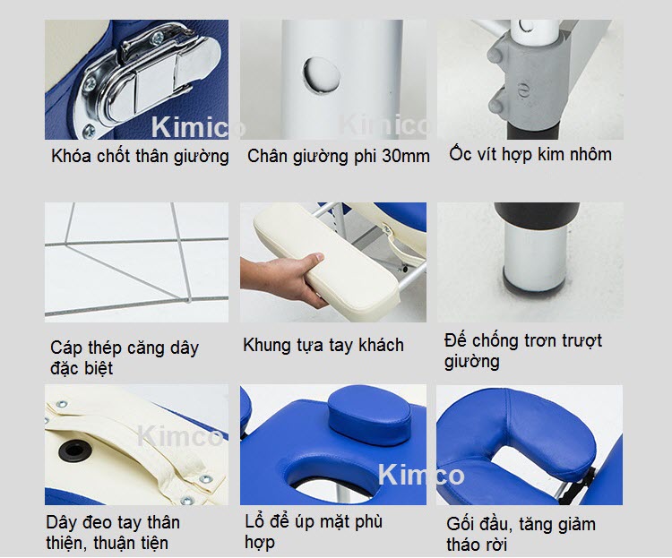 Chi tiet giuong massage di dong Kim Minh - ban tai tp hcm