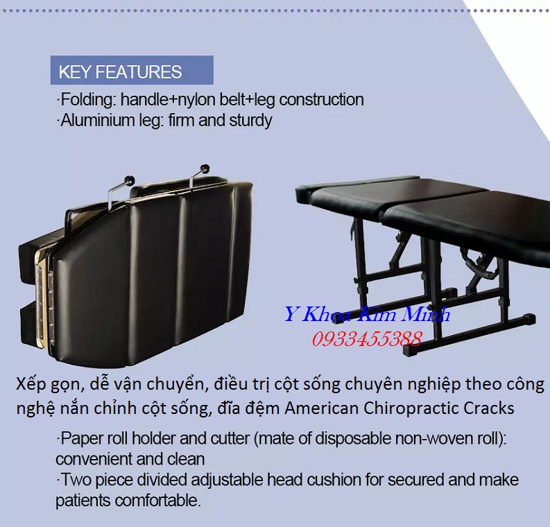 Địa chỉ công ty bán giường nắn chỉnh cột sống Chiropractic Cracks Table AK-180 - Y Khoa Kim Minh