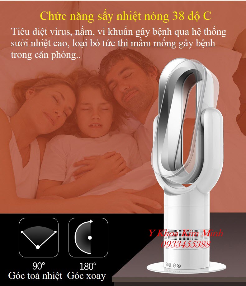 Chức năng làm nóng sấy nhiệt 38 độ C diệt virus vi trùng và nấm gây bệnh của máy lọc khí nóng lạnh Grecook 186 - Y Khoa Kim Minh