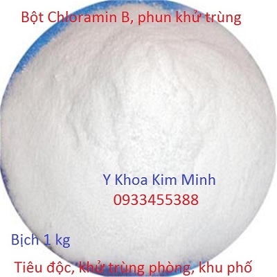 Dùng bột cloramin B hoà với nước tạo dung dịch hoá chất phun khử trùng rất hiệu quả diệt virus - Y khoa Kim Minh Cloramin B là bột dùng phun khử trùng trôn với nước dùng cho máy phun khử trùng SP-45 - Y Khoa Kim Minh