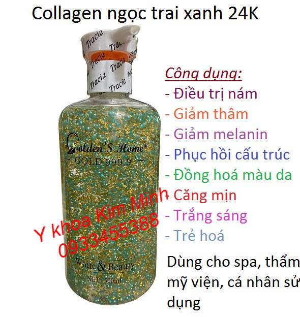 Collagen ngọc trai xanh 24K trị nám, dưỡng trắng sáng da dùng cho spa