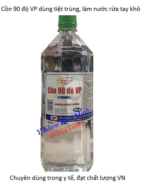Cồn 90 độ VP chuyên dùng sát khuẩn dụng cụ, rửa tay khô sát trùng ngoài da - Y Khoa Kim Minh Cồn y tế rửa tay sát khuẩn 90 độ VP bán tại Y Khoa Kim Minh