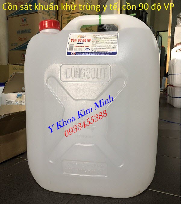 Cồn sát khuẩn khử trùng, cồn làm nước rửa tay, cồn làm gel rửa tay nhanh, cồn y tế 90 độ VP  can 30 lít - Y Khoa Kim Minh