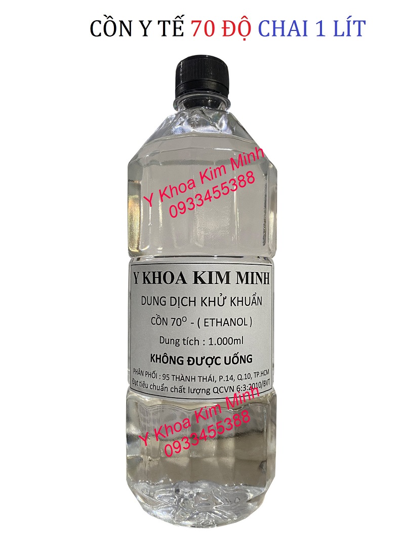 Cồn y tế Ethanol 70 độ chai 1000ml (1 lít) bán giá sỉ tại Y Khoa Kim Minh