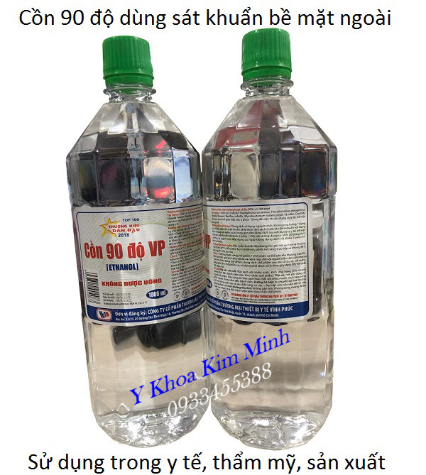 Cồn y tế 90 độ bán tại Tp Hồ Chí Minh, công ty sản xuất Vĩnh Phúc, dung tích 1000ml - Y Khoa Kim Minh