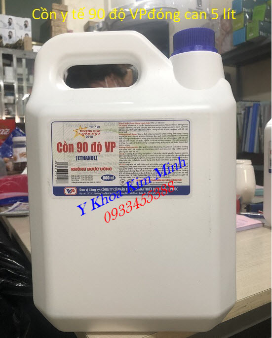 Cồn y tế 90 độ VP đóng can 5 lít, 30 lít bán tại Tp Hồ Chí Minh - Y Khoa Kim Minh