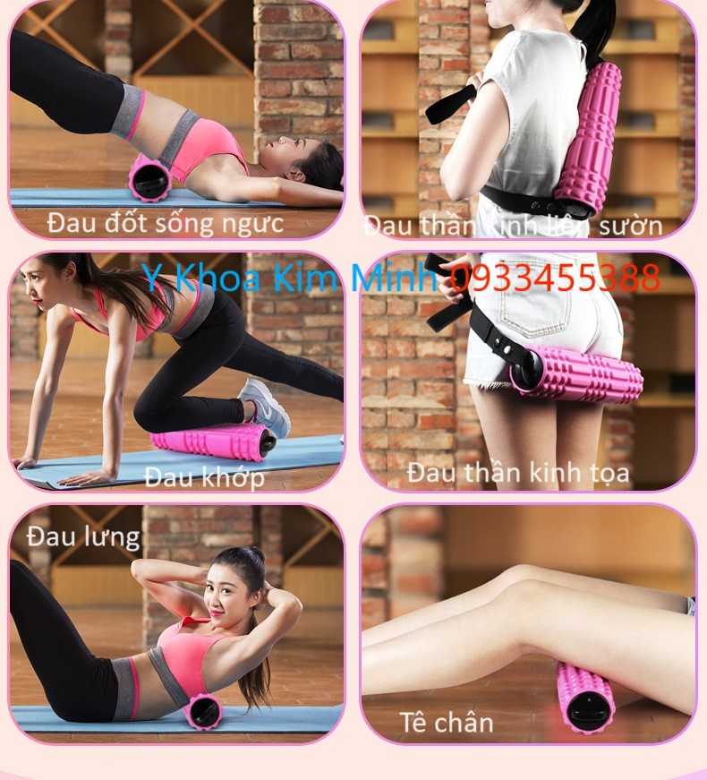 Công dụng giảm đau lưng, giảm tê bại, giảm tê chân, giảm đau cột sống của con lăn massage điện KM835