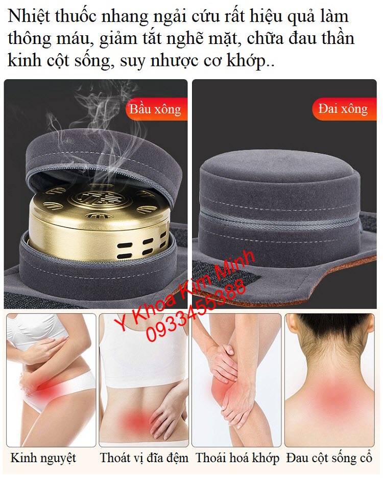 Công dụng của đai xông nhang ngải cứu chữa bệnh đau thần kinh toạ, thoái hoá cột sống lưng cổ - Y khoa Kim minh
