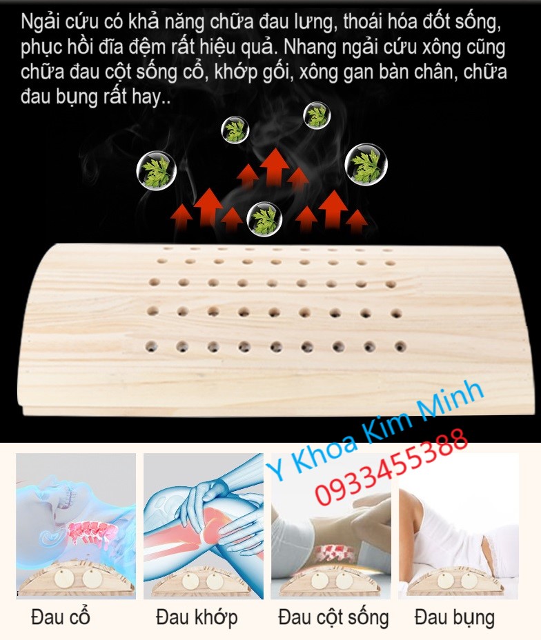 Công dụng chữa trị đau cột sống lưng bằng gối xông nhang ngải cứu GL-401