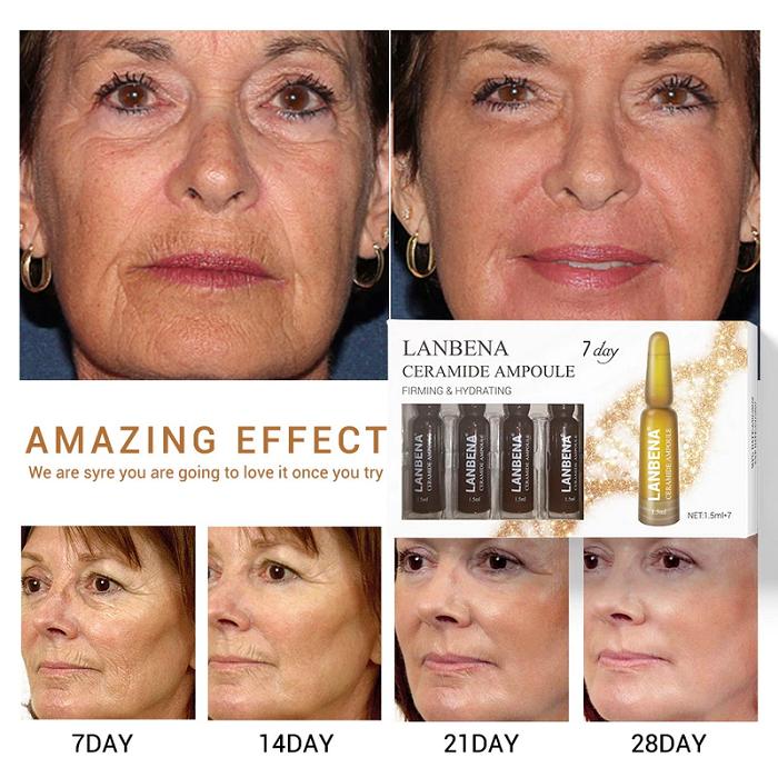Công dụng ngăn chặn lão hóa bao gồm xóa nhăn, làm mịn, đàn hồi, căng bóng, trẻ hóa da từ huyết thanh Ceramide Lanbena Ampoule - Y khoa Kim Minh
