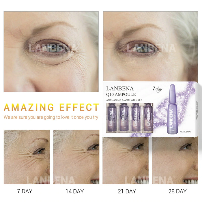Công dụng xóa nhăn, căng mịn, làm sáng hồng da, trẻ hóa da toàn diện của huyết thanh Q10 Lanbena Ampoule - Y Khoa Kim Minh