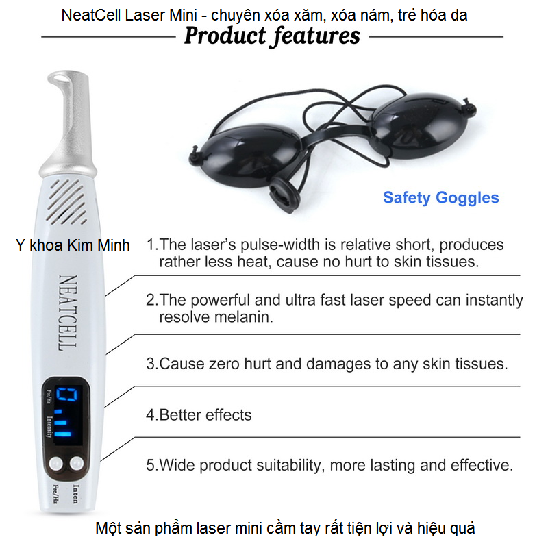 Cong dung tinh nang may xoa xam tri nam tre hoa da mini NeatCell Y Khoa Kim Minh nhap khau phan phoi gia si